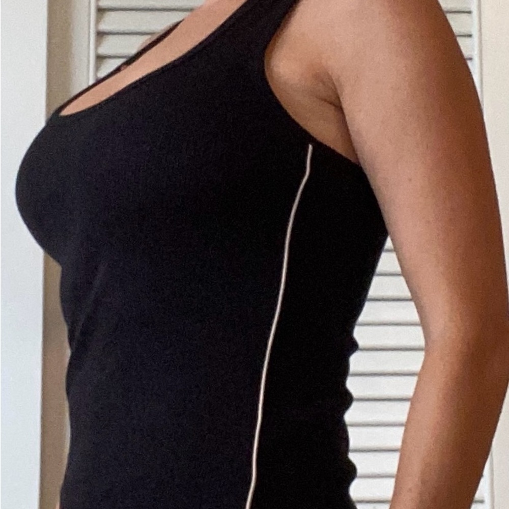 Donna Karan Black Tank Top with Light Trim